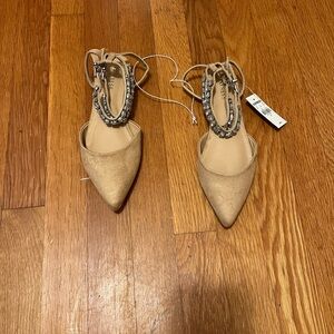 New Express Point Toe Flats Rhinestone Sz 6